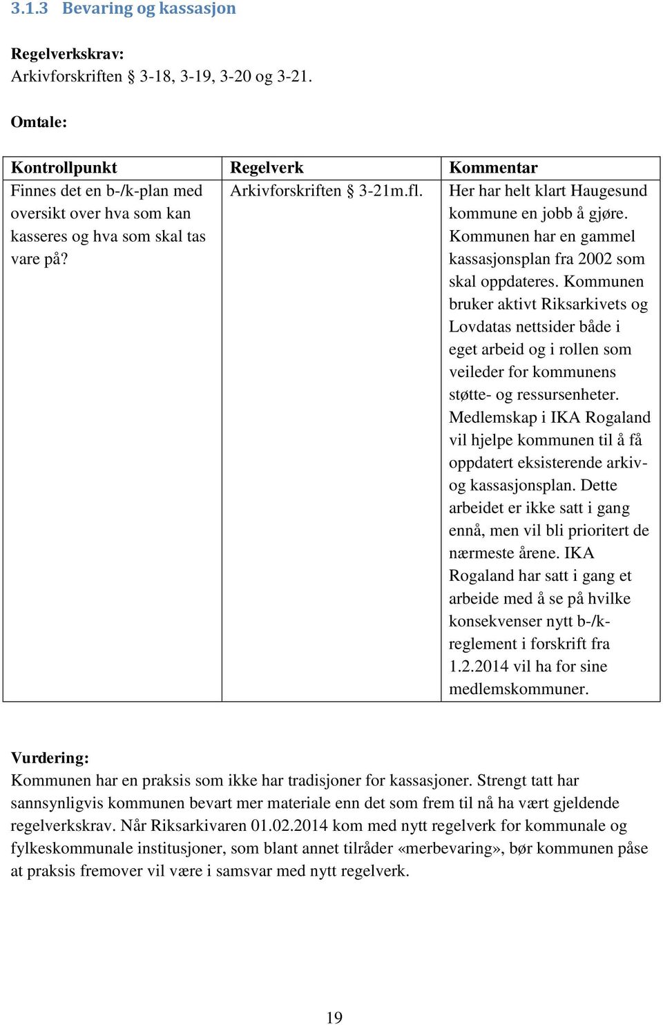 Her har helt klart Haugesund kommune en jobb å gjøre. Kommunen har en gammel kassasjonsplan fra 2002 som skal oppdateres.