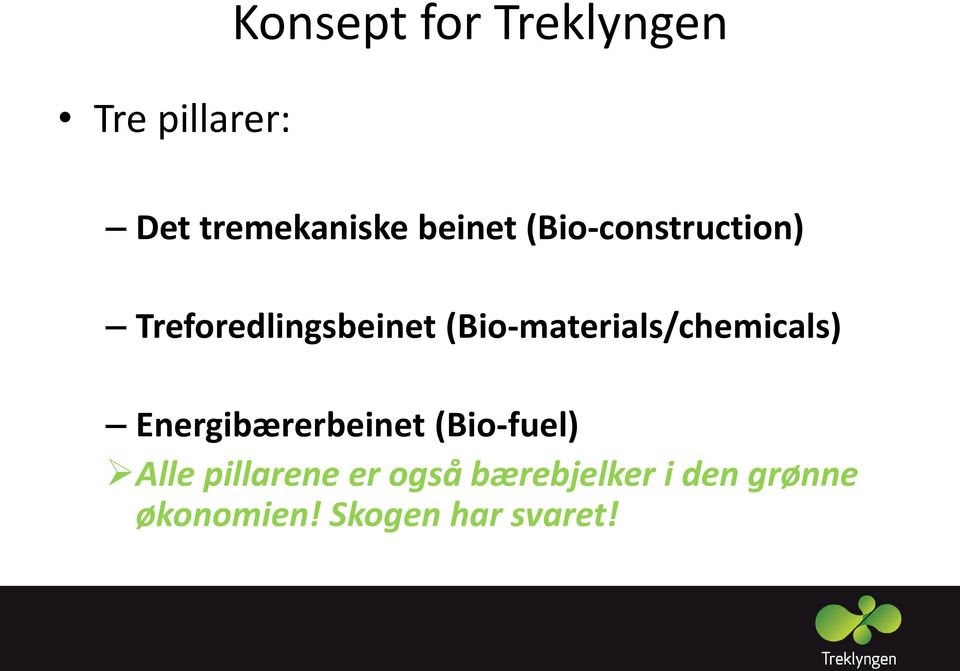 (Bio-materials/chemicals) Energibærerbeinet (Bio-fuel)