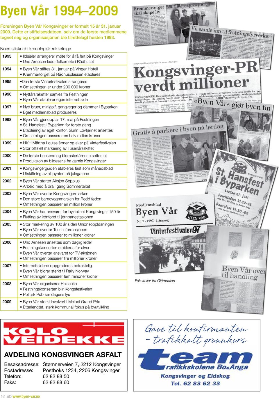 januar på Vinger Hotell Kremmertorget på Rådhusplassen etableres 1995 Den første Vinterfestivalen arrangeres Omsetningen er under 200.