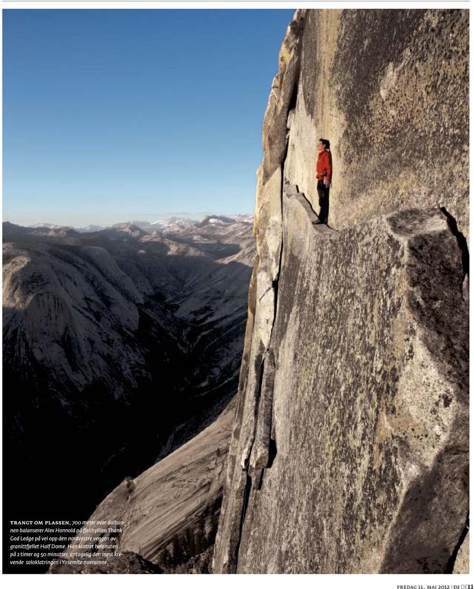 Ledge på vei opp den nordvestre veggen av granittfjellet Half Dome.