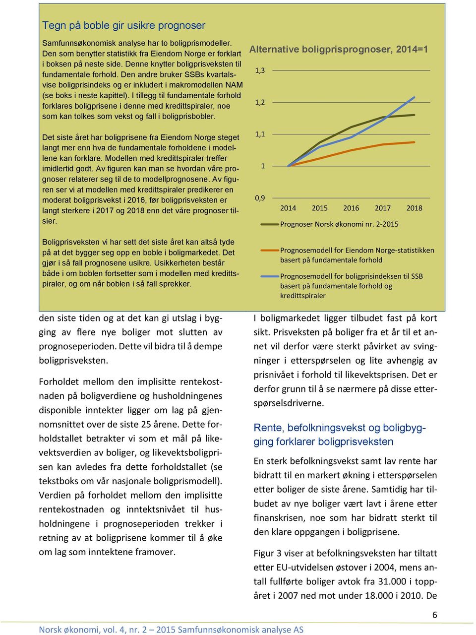 I tillegg til fundamentale forhold forklares boligprisene i denne med kredittspiraler, noe som kan tolkes som vekst og fall i boligprisbobler.