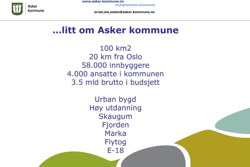 no litt om Asker kommune 100 km2 20 km fra Oslo 58.