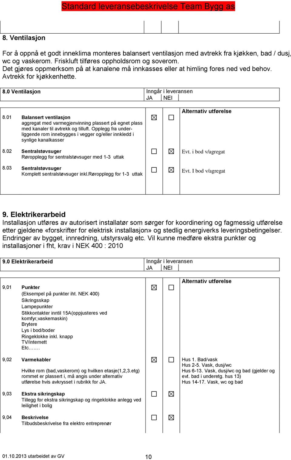 01 Balansert ventilasjon aggregat med varmegjenvinning plassert på egnet plass med kanaler til avtrekk og tilluft.