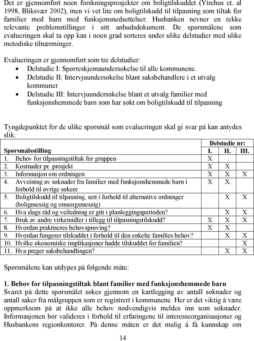 Husbanken nevner en rekke relevante problemstillinger i sitt anbudsdokument.