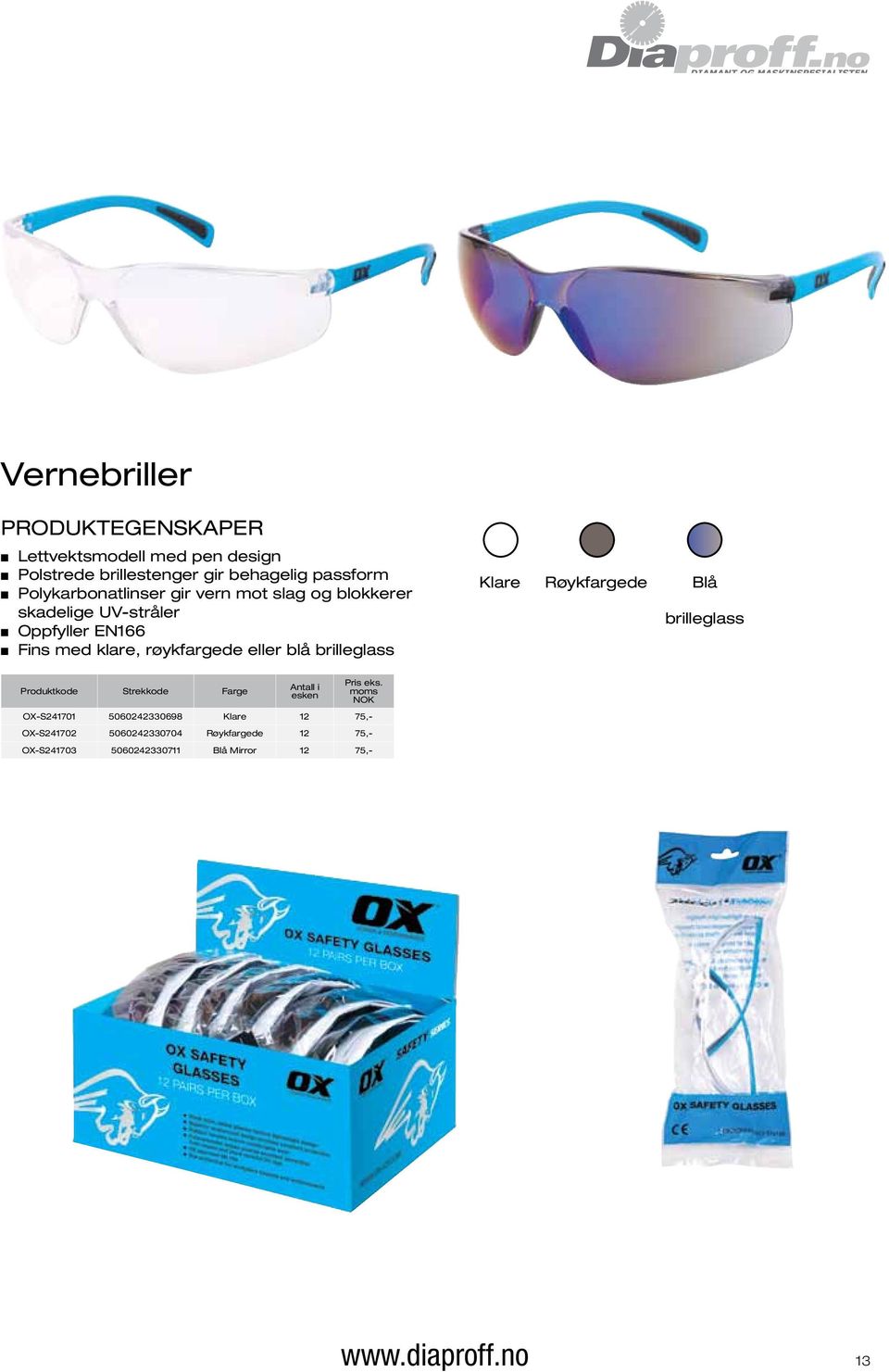 røykfargede eller blå brilleglass Klare Røykfargede Blå brilleglass Produktkode Strekkode Farge