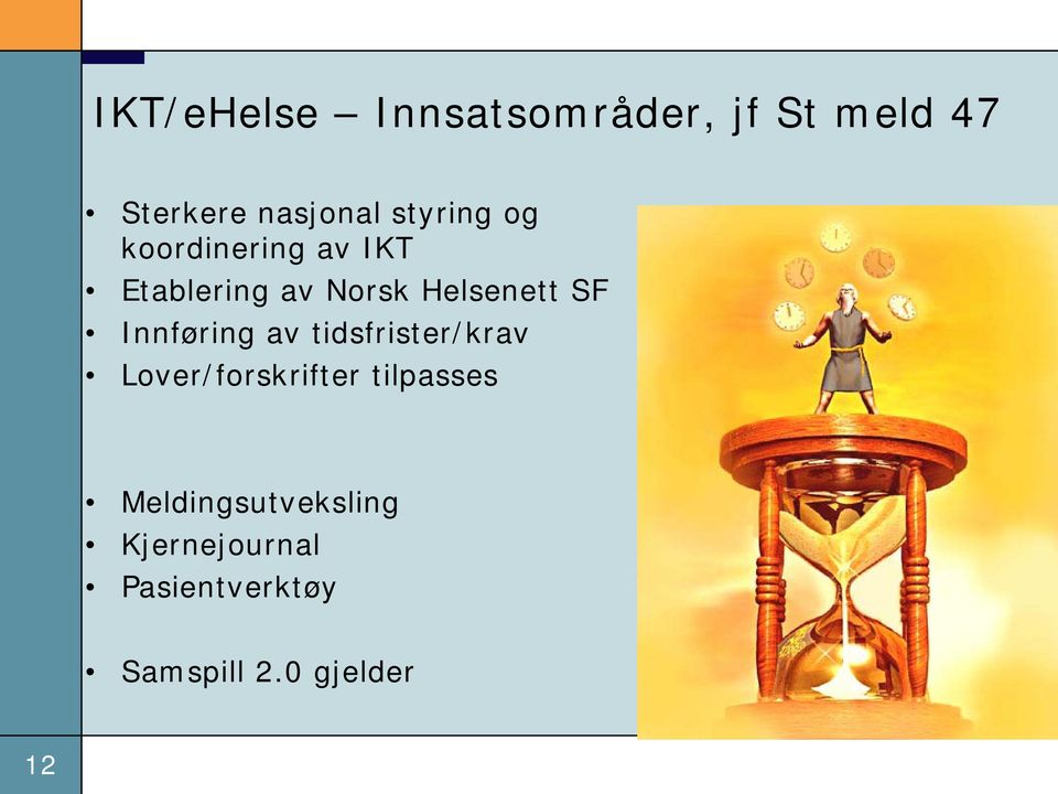 SF Innføring av tidsfrister/krav Lover/forskrifter tilpasses