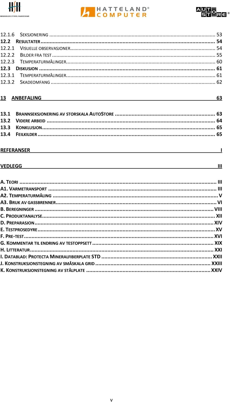 VARMETRANSPORT... III A2. TEMPERATURMÅLING... V A3. BRUK AV GASSBRENNER... VI B. BEREGNINGER... VIII C. PRODUKTANALYSE... XII D. PREPARASJON... XIV E. TESTPROSEDYRE... XV F. PRE-TEST... XVI G.