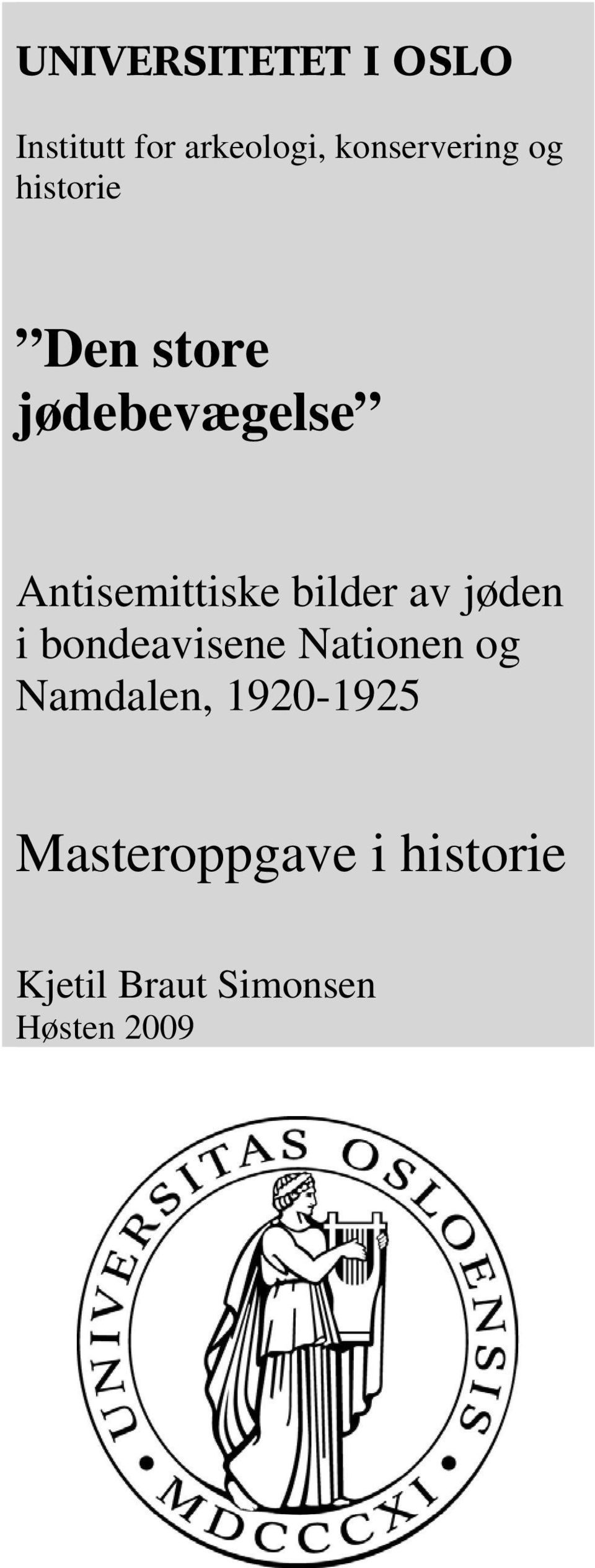 Antisemittiske bilder av jøden i bondeavisene Nationen og