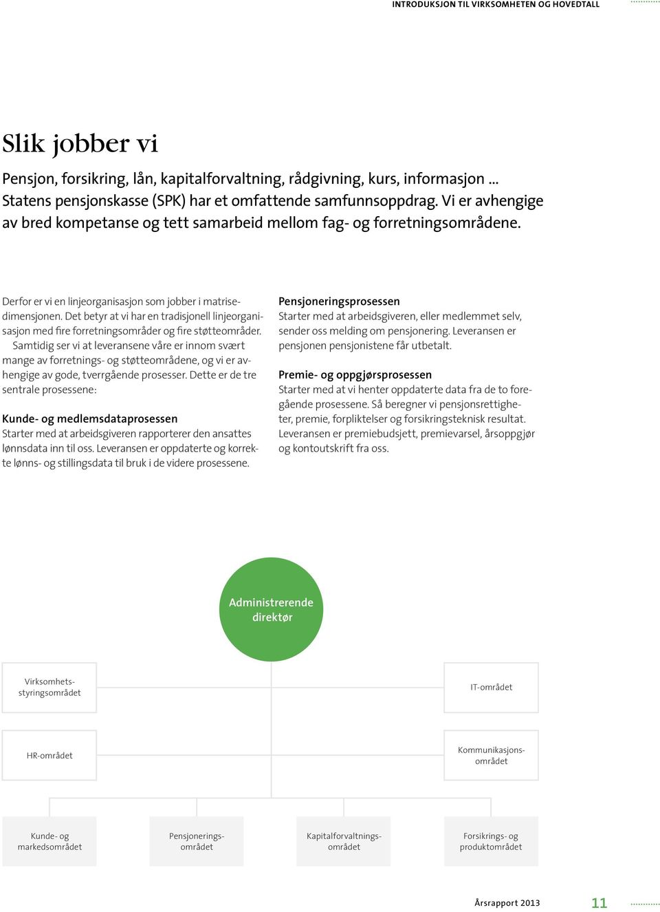 Det betyr at vi har en tradisjonell linjeorganisasjon med fire forretningsområder og fire støtteområder.