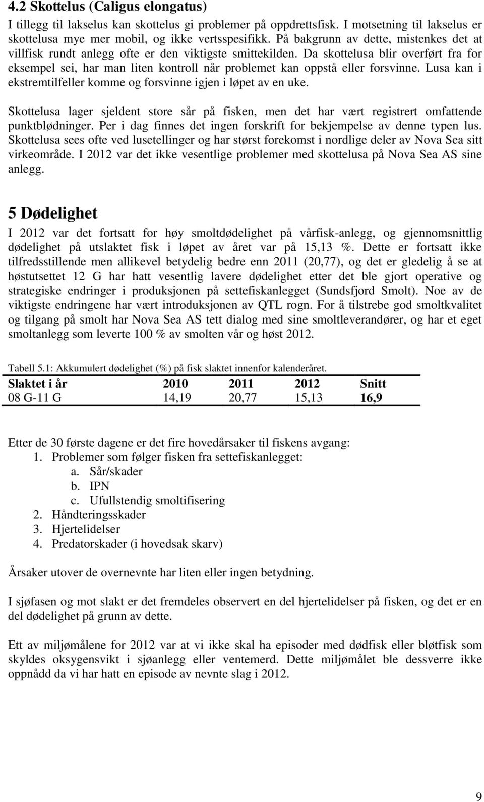 Da skottelusa blir overført fra for eksempel sei, har man liten kontroll når problemet kan oppstå eller forsvinne. Lusa kan i ekstremtilfeller komme og forsvinne igjen i løpet av en uke.