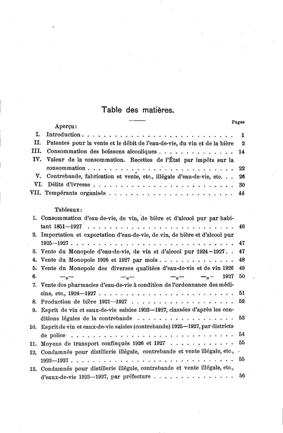 Consommation d'eau-de-vie, de vin, *de bière et d'alcool pur par habitant 86-97 6. Importation et exportation d'eau-de-vie, de vin, de bière et d'alcool pur 96-97 7.