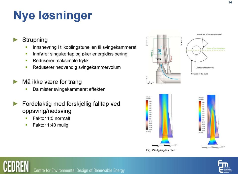 svingekammervolum Må ikke være for trang Da mister svingekammeret effekten Fordelaktig med