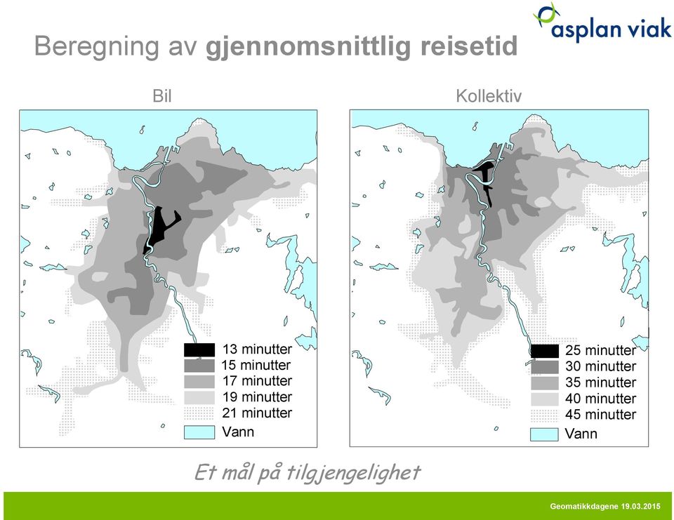 10: Befolkningens gjennomsnittlige reisetid til områdene med bil (dør-til-dør) Et mål på