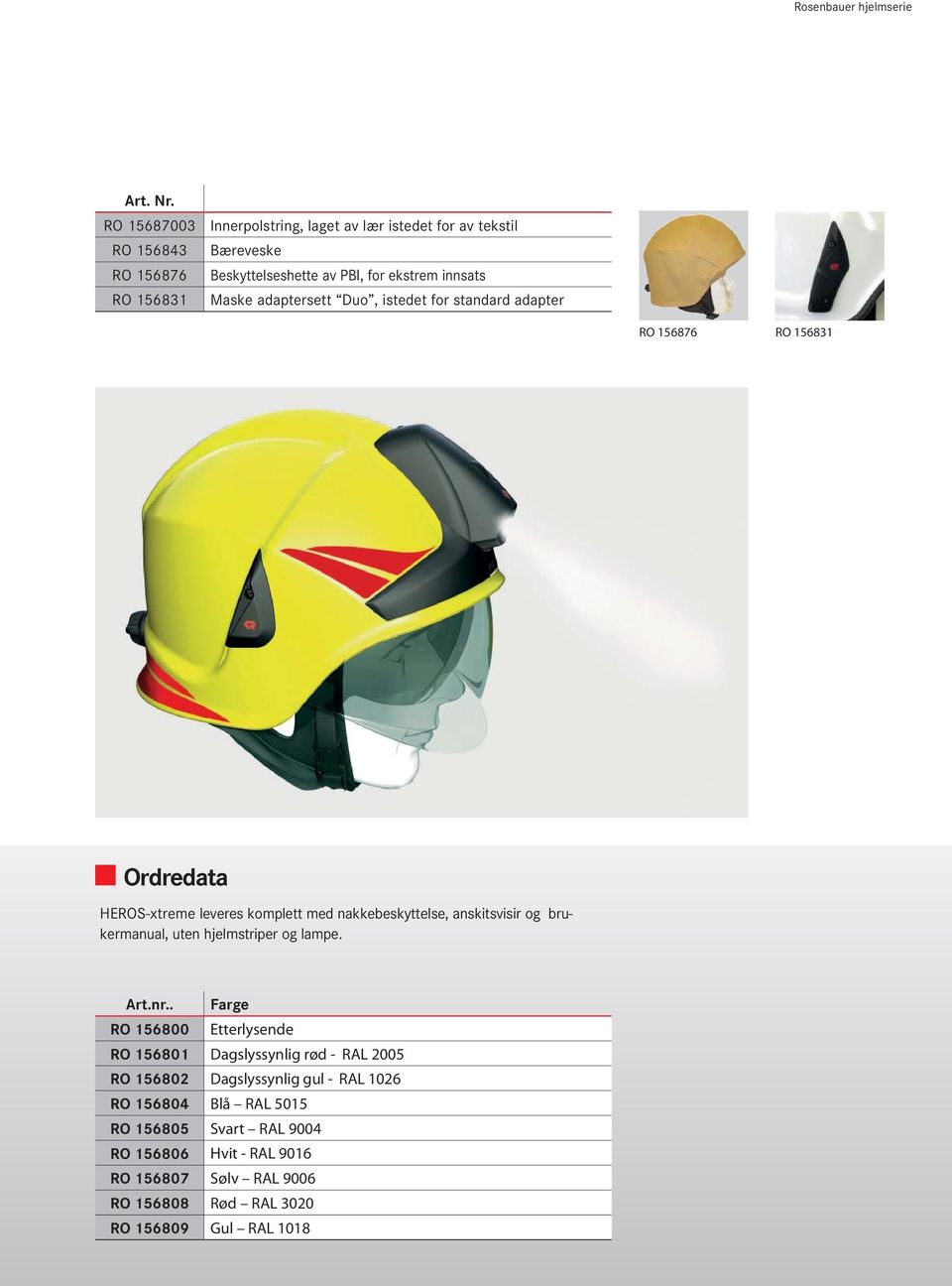 Maske adaptersett Duo, istedet for standard adapter RO 156876 RO 156831 Ordredata HEROS-xtreme leveres komplett med nakkebeskyttelse, anskitsvisir og