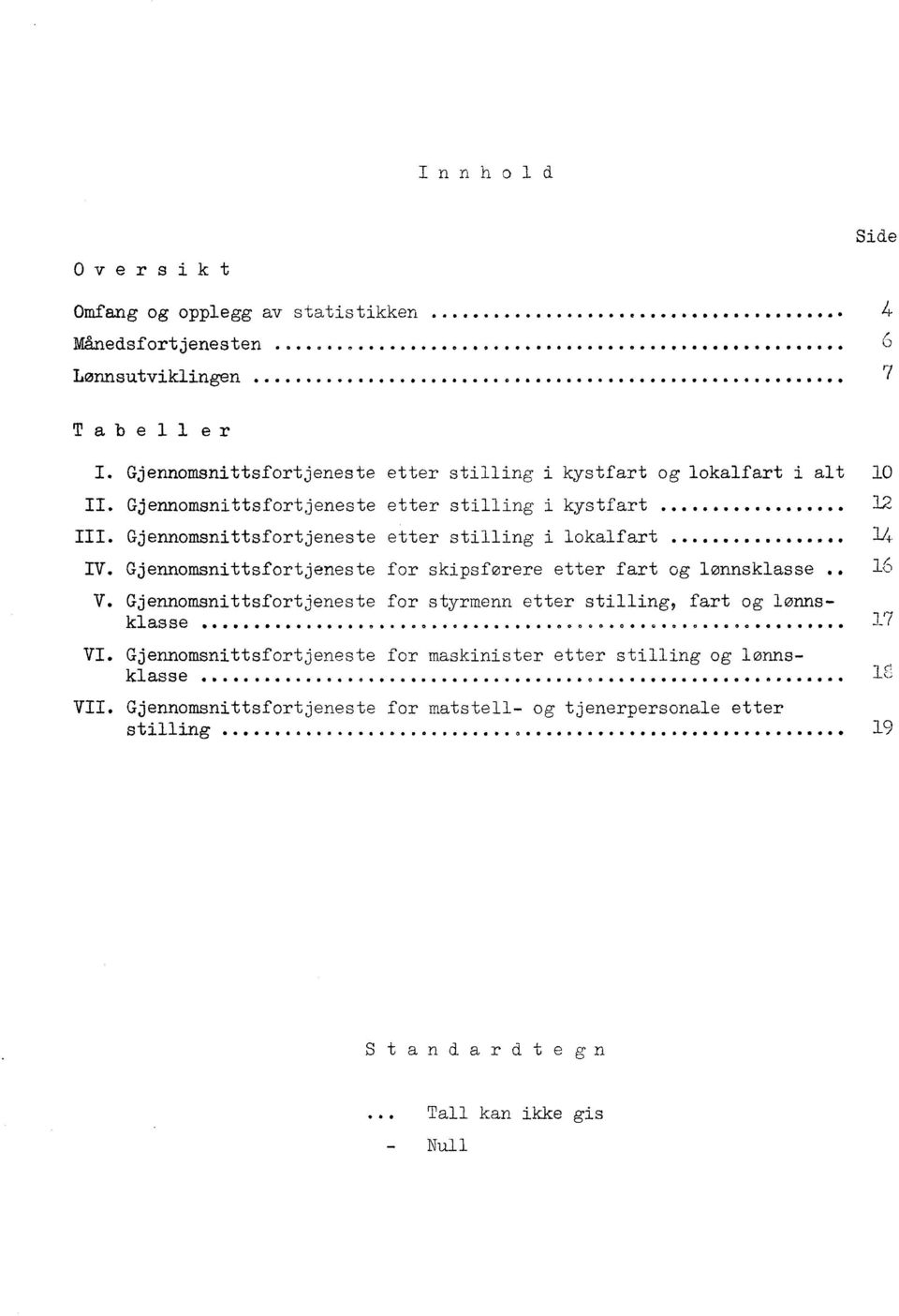 Gjennomsnittsfortjeneste etter stilling i lokalfart... 14 IV. Gjennomsnittsfortjeneste for skipsførere etter fart og lønnsklasse 16 V.