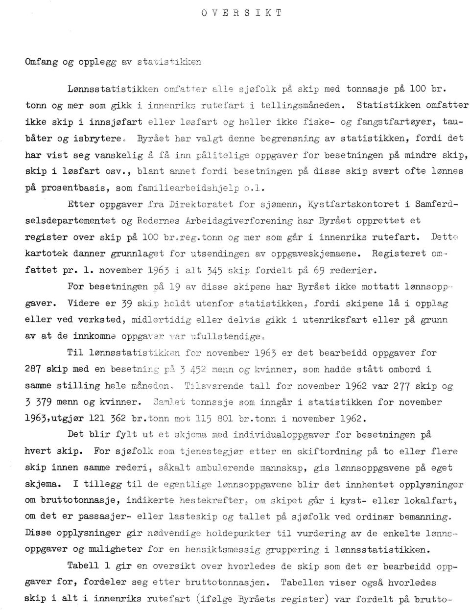 vanskelig å få inn pålitelige oppgaver for besetningen på mindre skip, skip i løsfart osv., blant annet fordi besetningen på disse skip svært ofte lønnes på prosentbasis, som familiearbeidshjelp o.l. Etter oppgaver fra Direktoratet for sjømenn, Kystfartskontoret i Samferdselsdepartementet og Redernes Arbeidsgiverforening har Byrået opprettet et register over skip på 100 brreg.