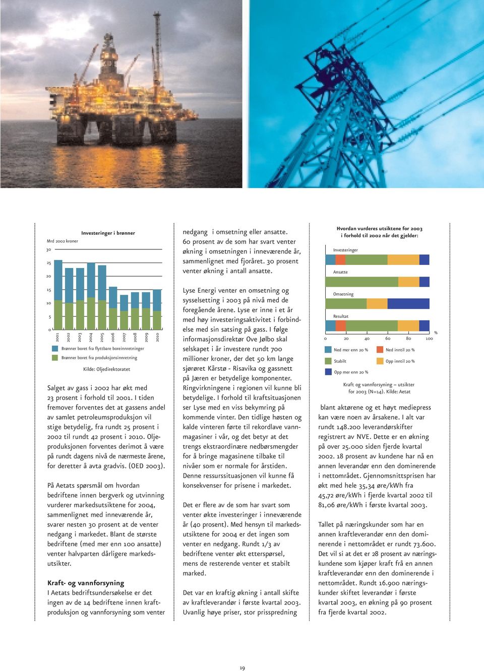 I tiden fremover forventes det at gassens andel av samlet petroleumsproduksjon vil stige betydelig, fra rundt 25 prosent i 2002 til rundt 42 prosent i 2010.