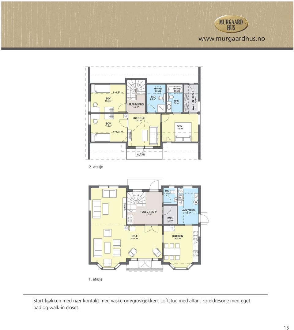 CLOSET 4,6 m² LOFTSTUE 12,3 m² 11,9 m² 11,9 m² h=1,90 m ALTAN 2.