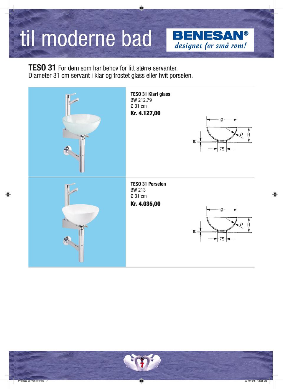 Diameter 31 cm servant i klar og frostet glass eller hvit porselen.