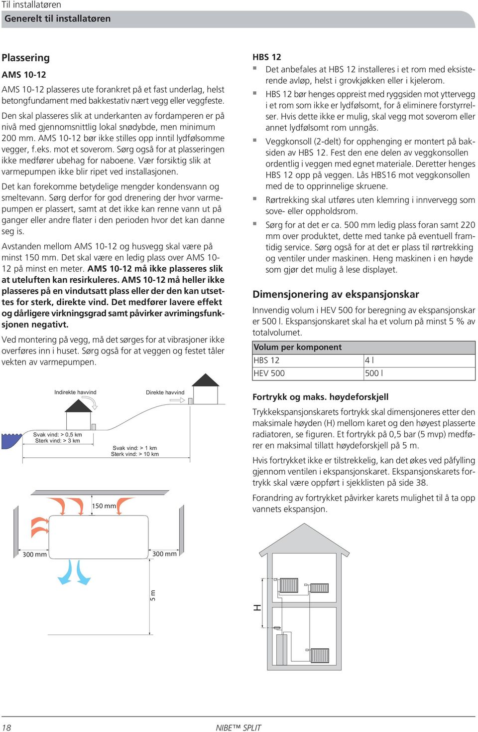 mot et soverom. Sørg også for at plasseringen ikke medfører ubehag for naboene. Vær forsiktig slik at varmepumpen ikke blir ripet ved installasjonen.