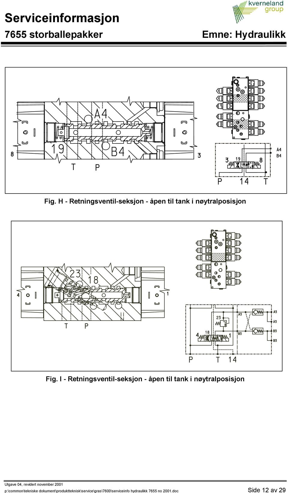 I - Retningsventil-seksjon - åpen til tank i nøytralposisjon