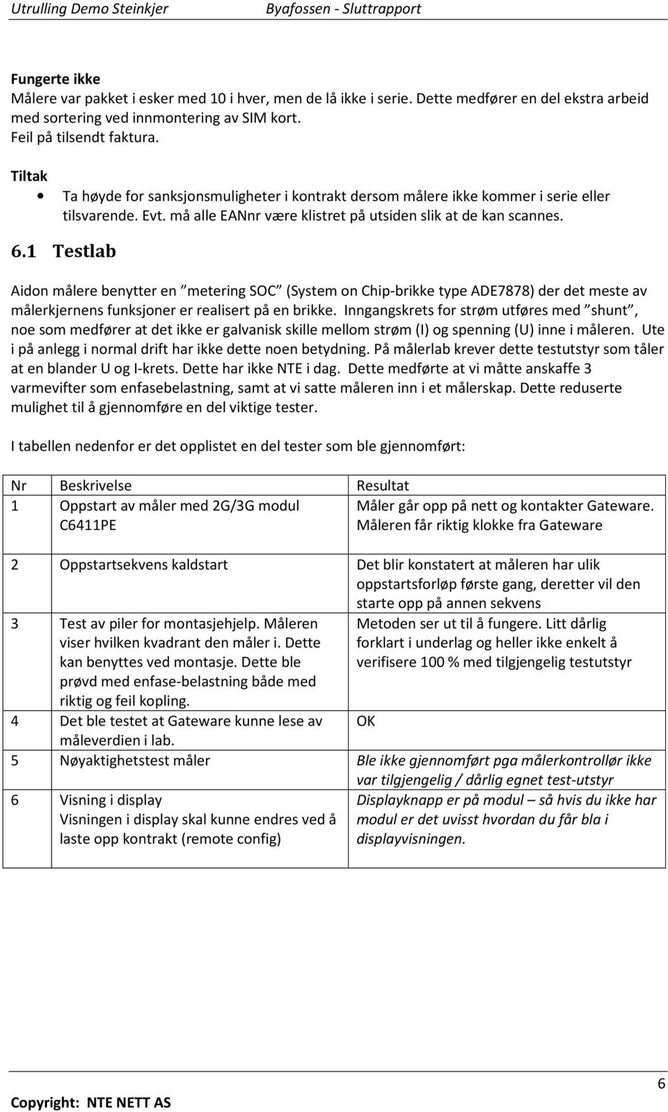 1 Testlab Aidon målere benytter en metering SOC (System on Chip-brikke type ADE7878) der det meste av målerkjernens funksjoner er realisert på en brikke.