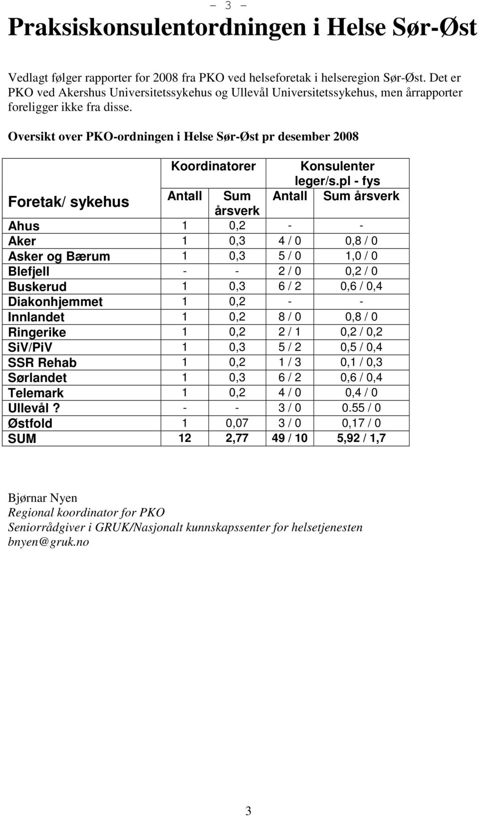 Oversikt over PKO-ordningen i Helse Sør-Øst pr desember 2008 Koordinatorer Konsulenter leger/s.