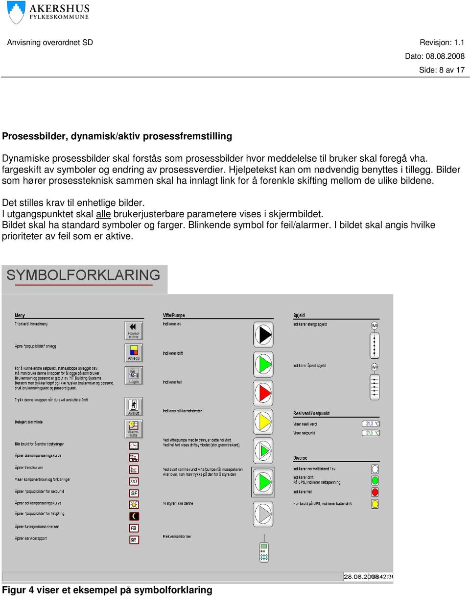 Bilder som hører prosessteknisk sammen skal ha innlagt link for å forenkle skifting mellom de ulike bildene. Det stilles krav til enhetlige bilder.