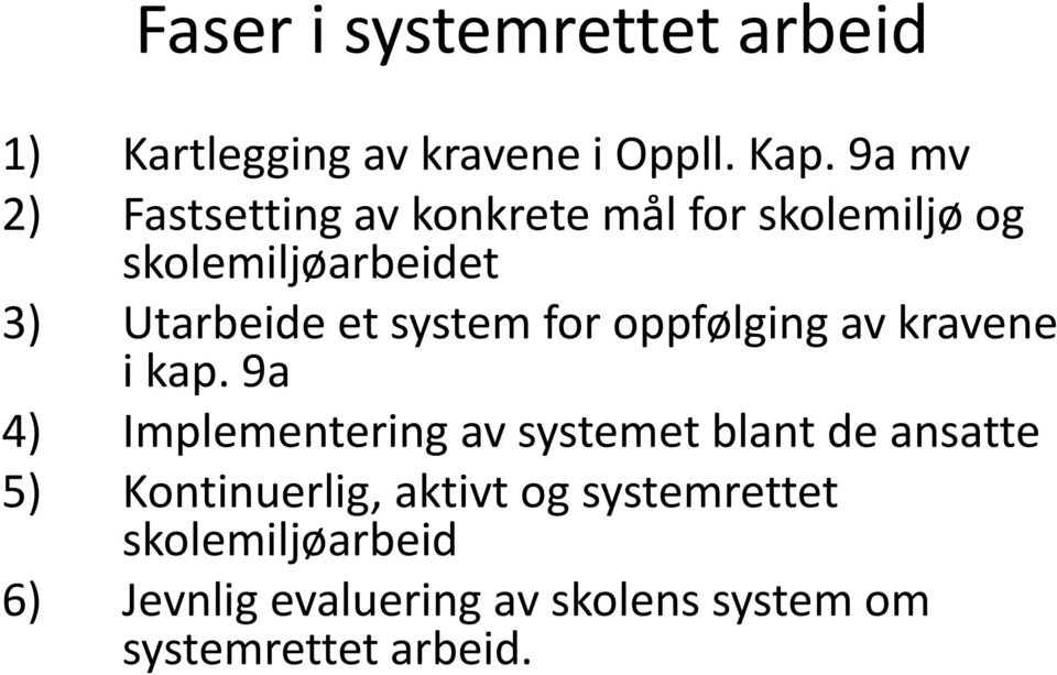 system for oppfølging av kravene i kap.