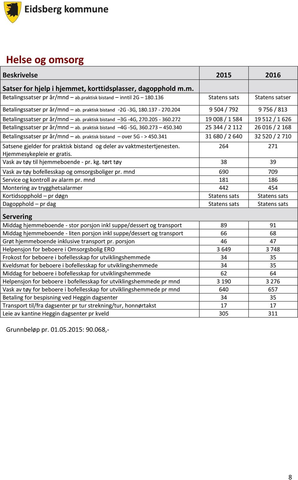 praktisk bistand 4G -5G, 360.273 450.340 25 344 / 2 112 26 016 / 2 168 Betalingssatser pr år/mnd ab. praktisk bistand over 5G - > 450.