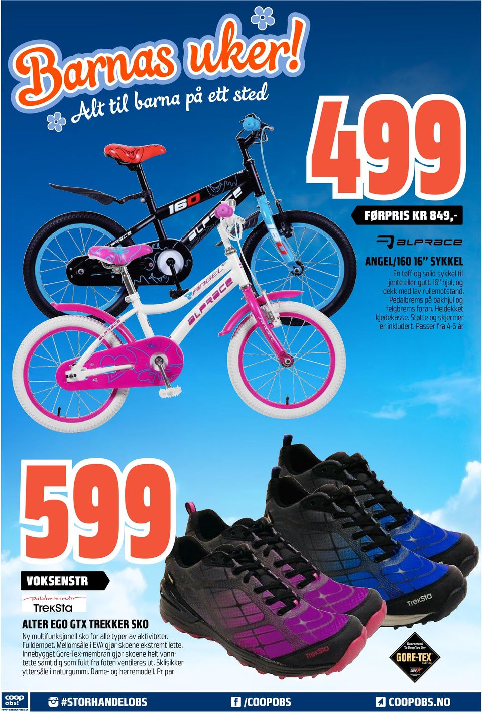 Passer fra 4-6 år 599 VOKSENSTR ALTER EGO GTX TREKKER SKO Ny multifunksjonell sko for alle typer av aktiviteter. Fulldempet.