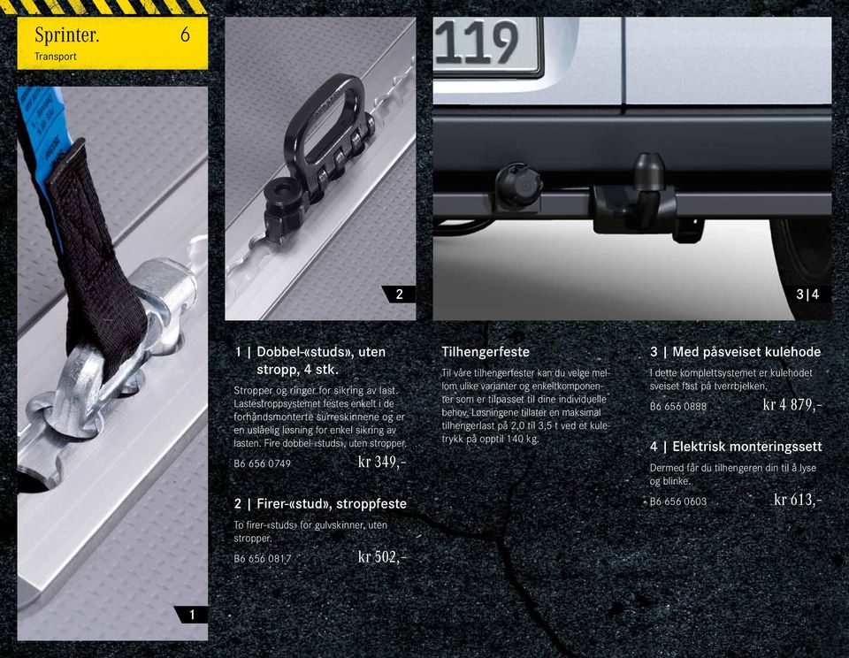 B6 656 0749 kr 349, 2 Firer-«stud», stroppfeste To firer-«studs» for gulvskinner, uten stropper.