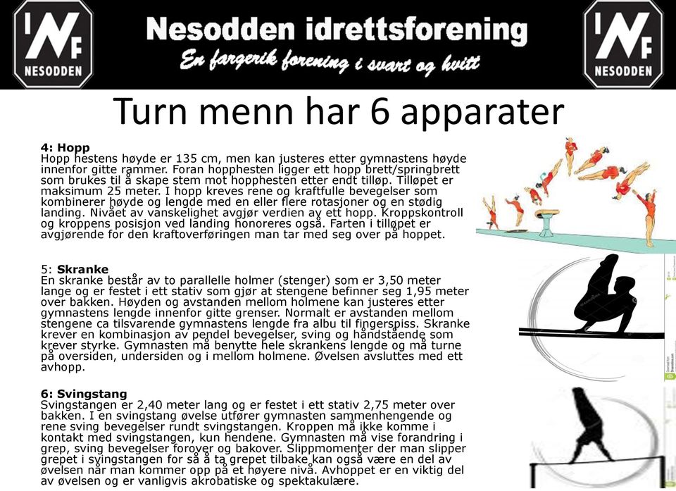 I hopp kreves rene og kraftfulle bevegelser som kombinerer høyde og lengde med en eller flere rotasjoner og en stødig landing. Nivået av vanskelighet avgjør verdien av ett hopp.