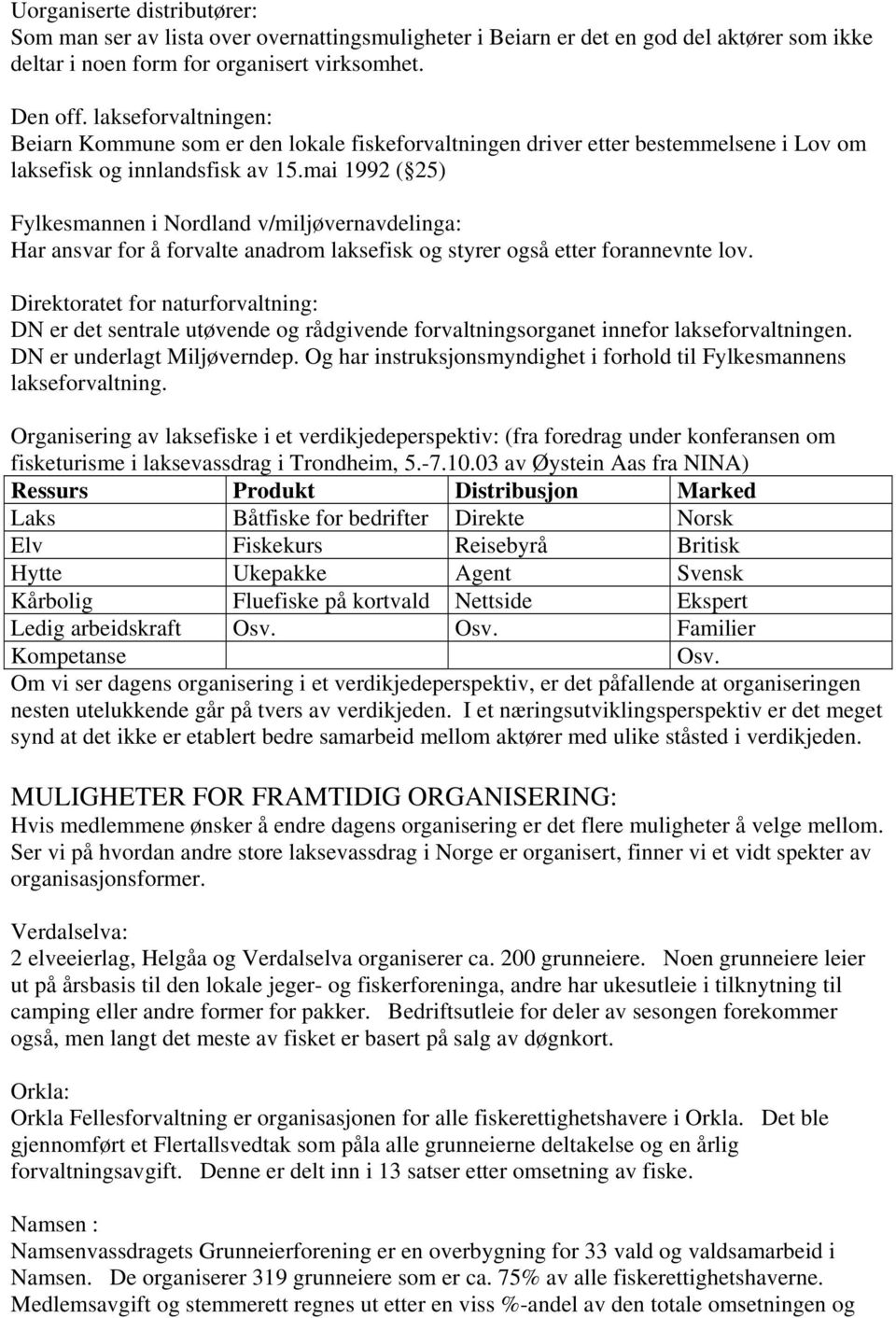 mai 1992 ( 25) Fylkesmannen i Nordland v/miljøvernavdelinga: Har ansvar for å forvalte anadrom laksefisk og styrer også etter forannevnte lov.
