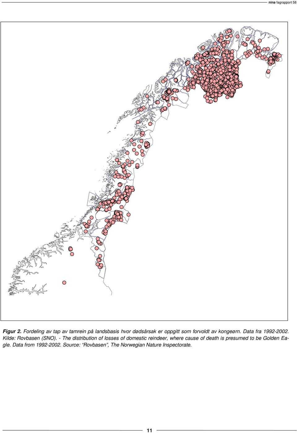 kongeørn. Data fra 1992-2002. Kilde: Rovbasen (SNO).