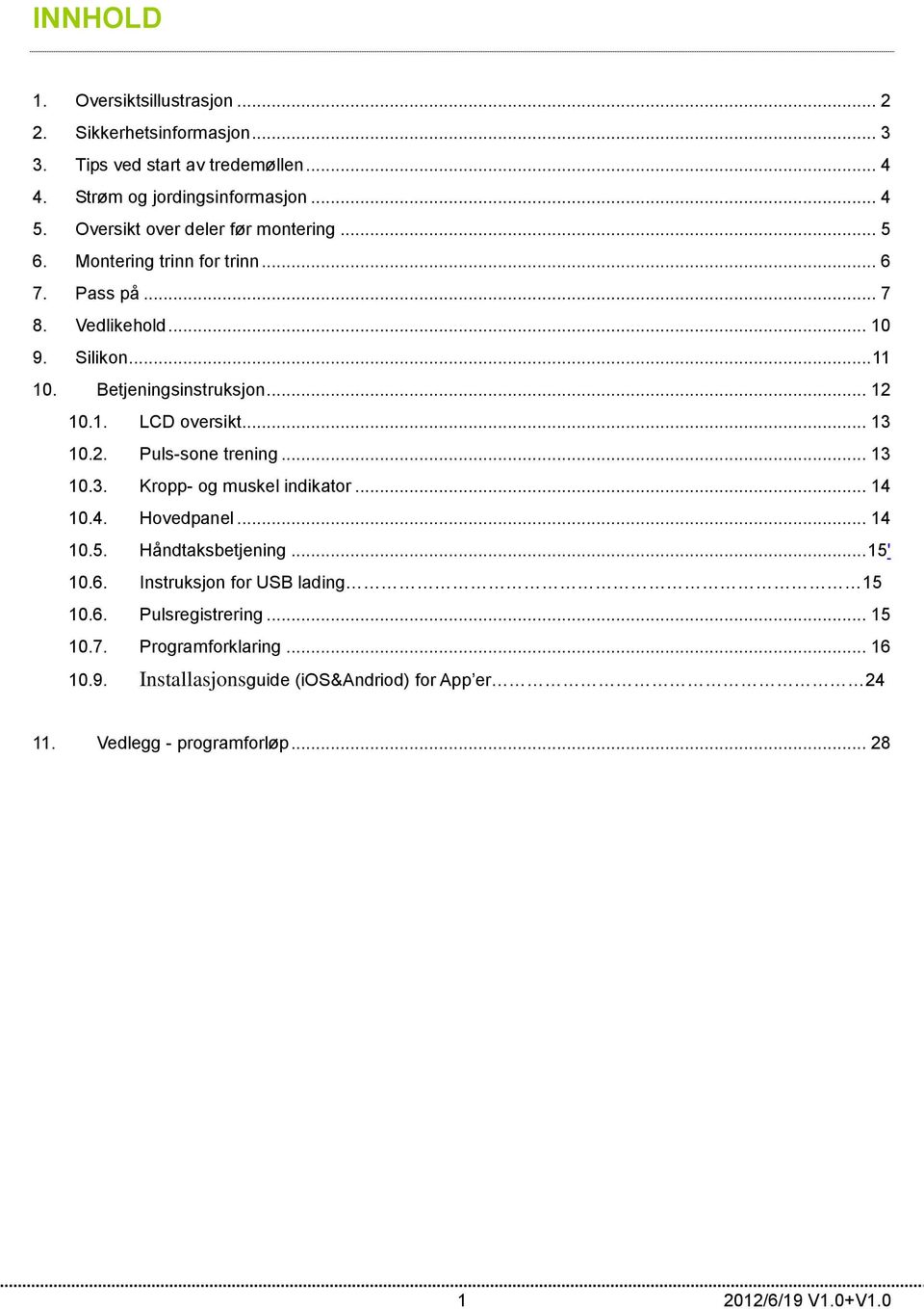 .. 12 10.1. LCD oversikt... 13 10.2. Puls-sone trening... 13 10.3. Kropp- og muskel indikator... 14 10.4. Hovedpanel... 14 10.5. Håndtaksbetjening... 15' 10.6.