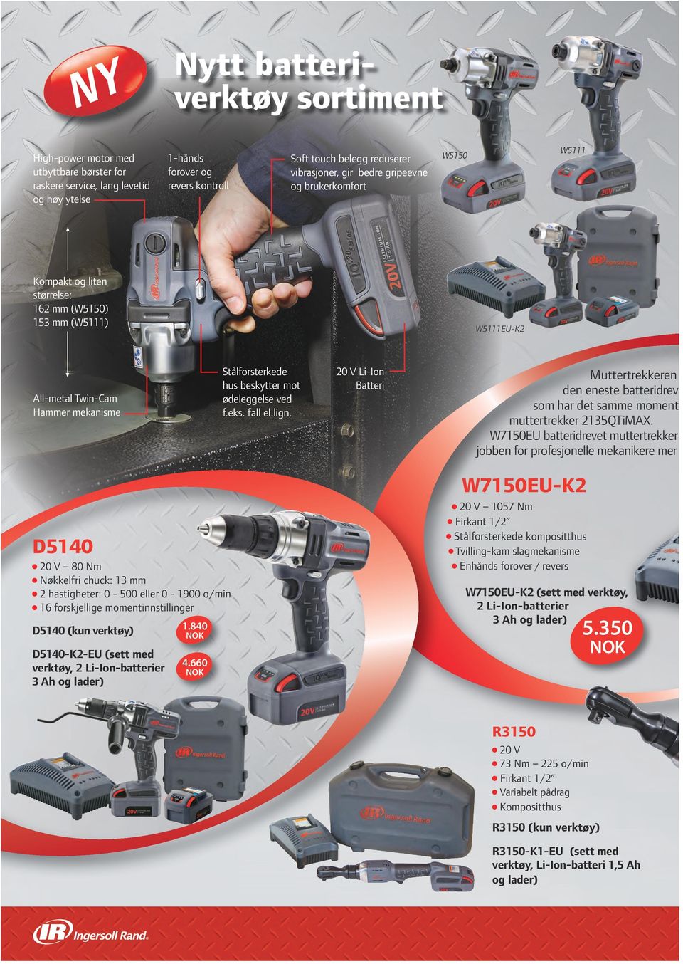 All-metal Twin-Cam Hammer mekanisme 20 V Li-Ion Batteri Muttertrekkeren W715 den eneste batteridrevne M som har det samme momentet som muttertrekker 2135QTiMAX.