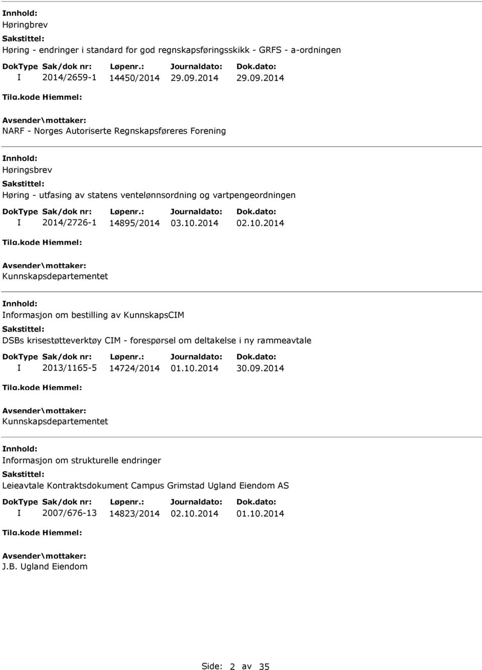 2014 Kunnskapsdepartementet nformasjon om bestilling av KunnskapsCM DSBs krisestøtteverktøy CM - forespørsel om deltakelse i ny rammeavtale 2013/1165-5