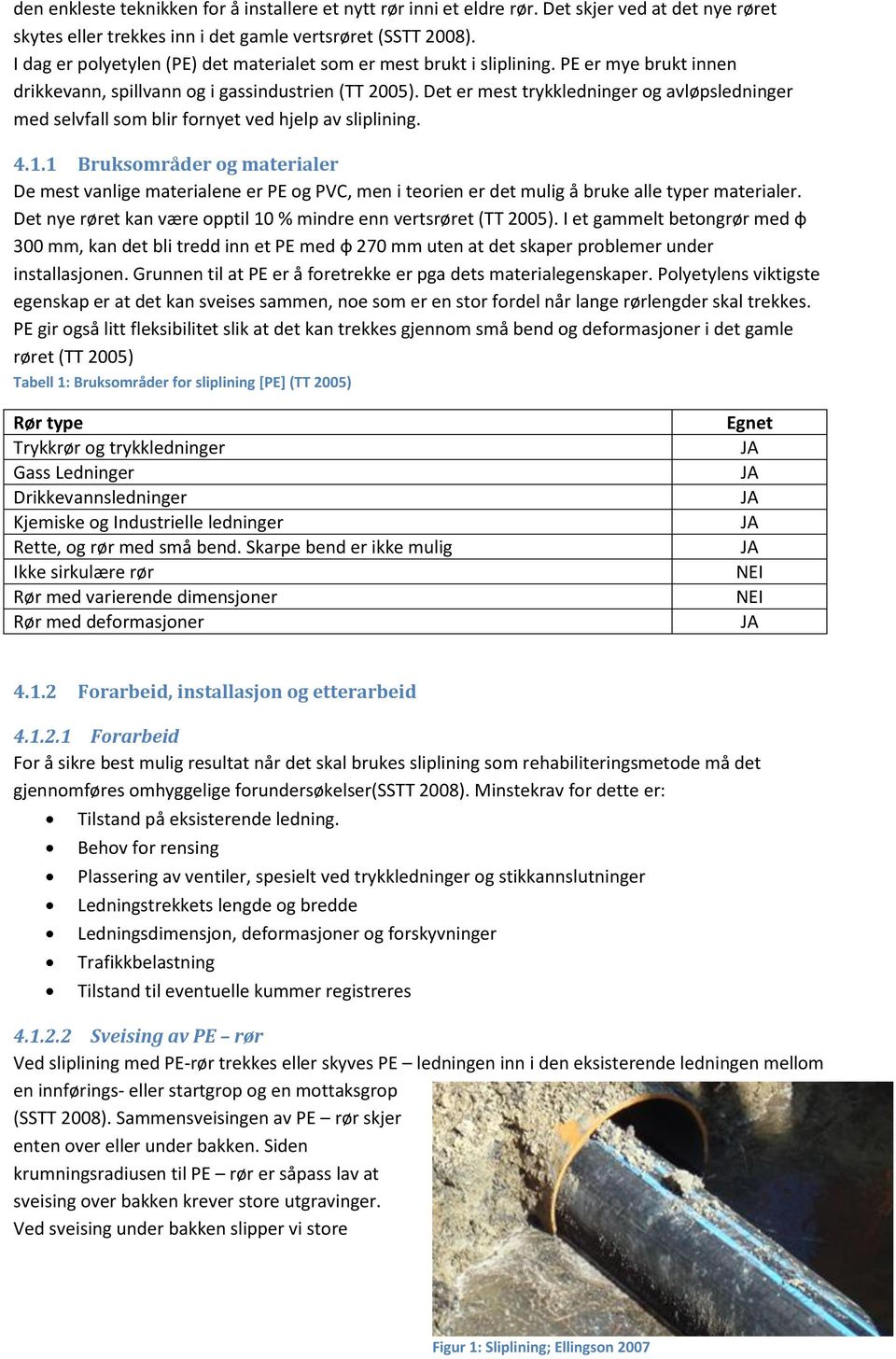 Det er mest trykkledninger og avløpsledninger med selvfall som blir fornyet ved hjelp av sliplining. 4.1.