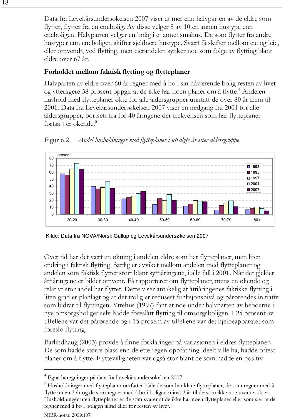 Svært få skifter mellom eie og leie, eller omvendt, ved flytting, men eierandelen synker noe som følge av flytting blant eldre over 67 år.