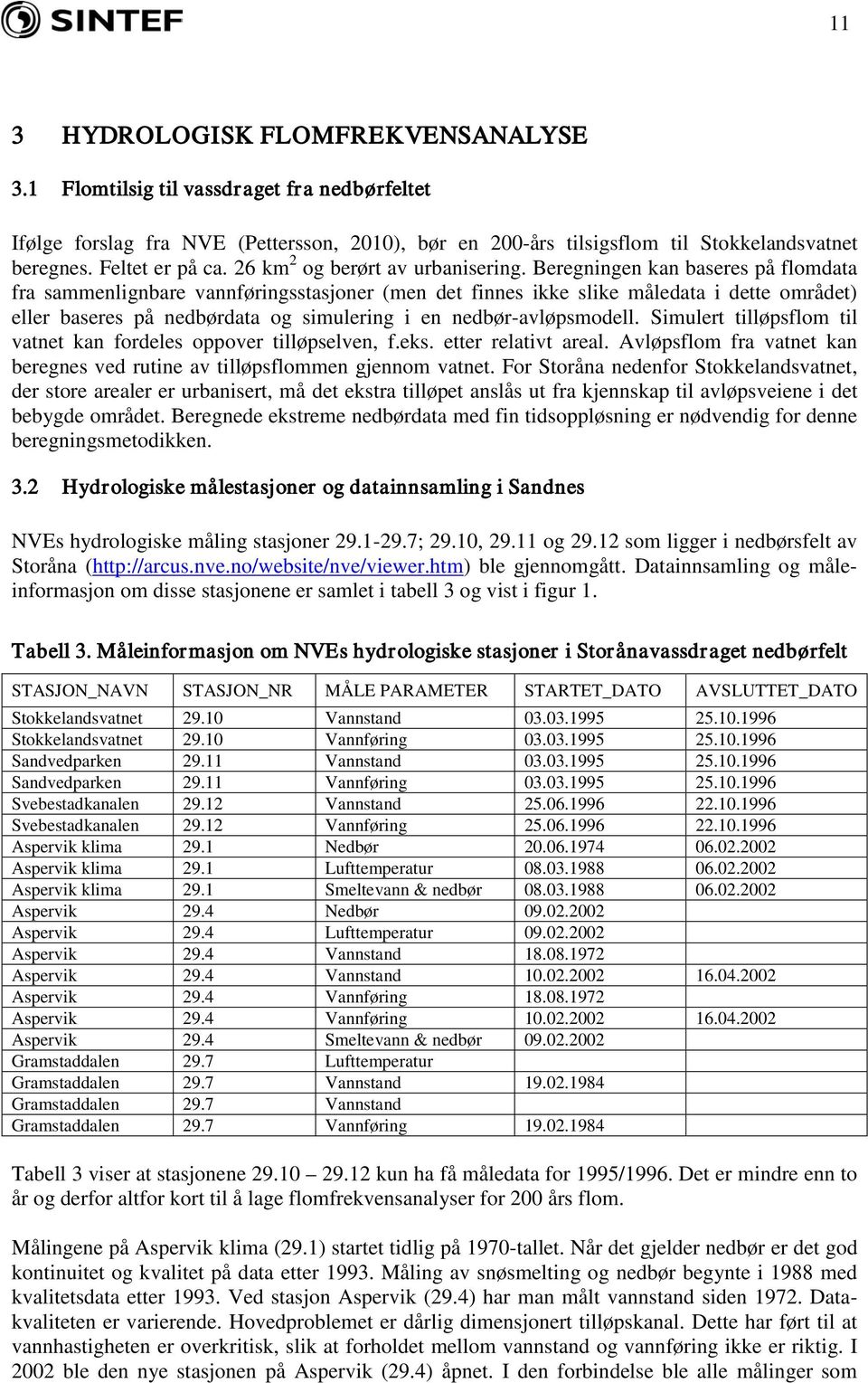 Beregningen kan baseres på flomdata fra sammenlignbare vannføringsstasjoner (men det finnes ikke slike måledata i dette området) eller baseres på nedbørdata og simulering i en nedbør-avløpsmodell.