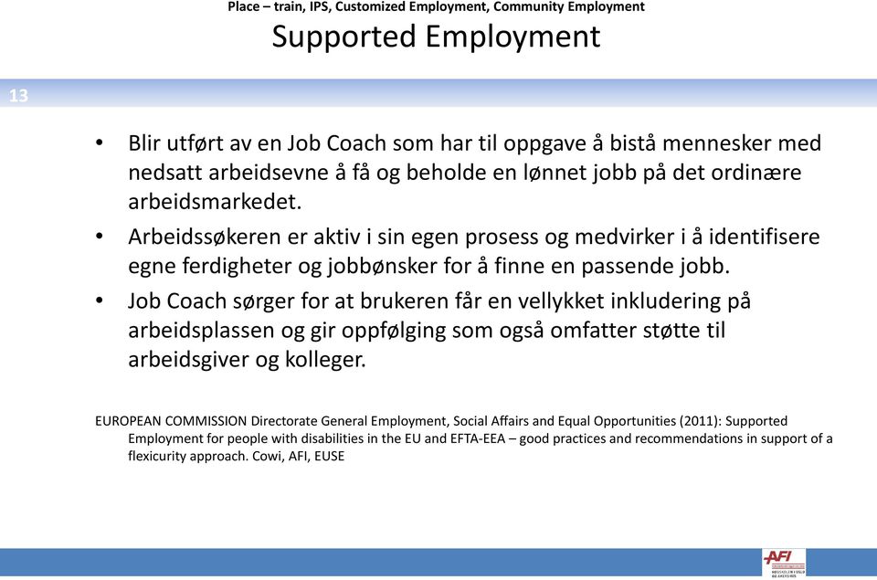 Job Coach sørger for at brukeren får en vellykket inkludering på arbeidsplassen og gir oppfølging som også omfatter støtte til arbeidsgiver og kolleger.