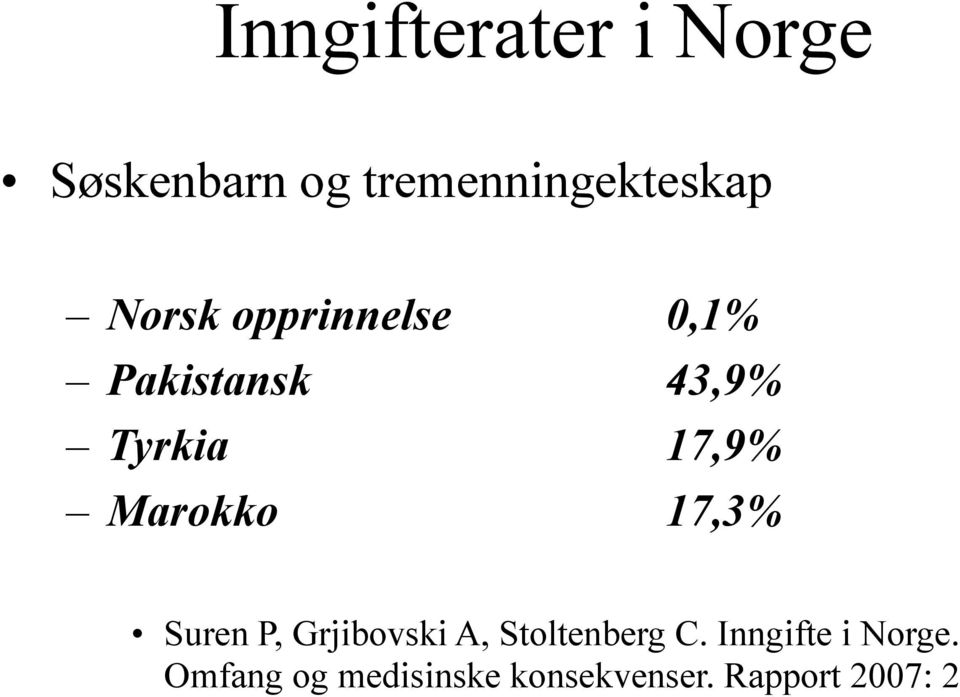 Marokko 17,3% Suren P, Grjibovski A, Stoltenberg C.