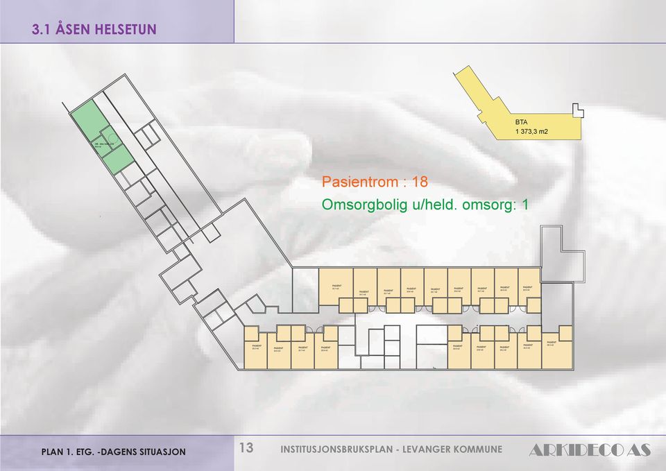 29,3 m2 52 51 48 47 55 13038 Mulighetstudie Helsebygg, Levanger, Åsen Helsetun. 1.Etasje -Dagens sit.