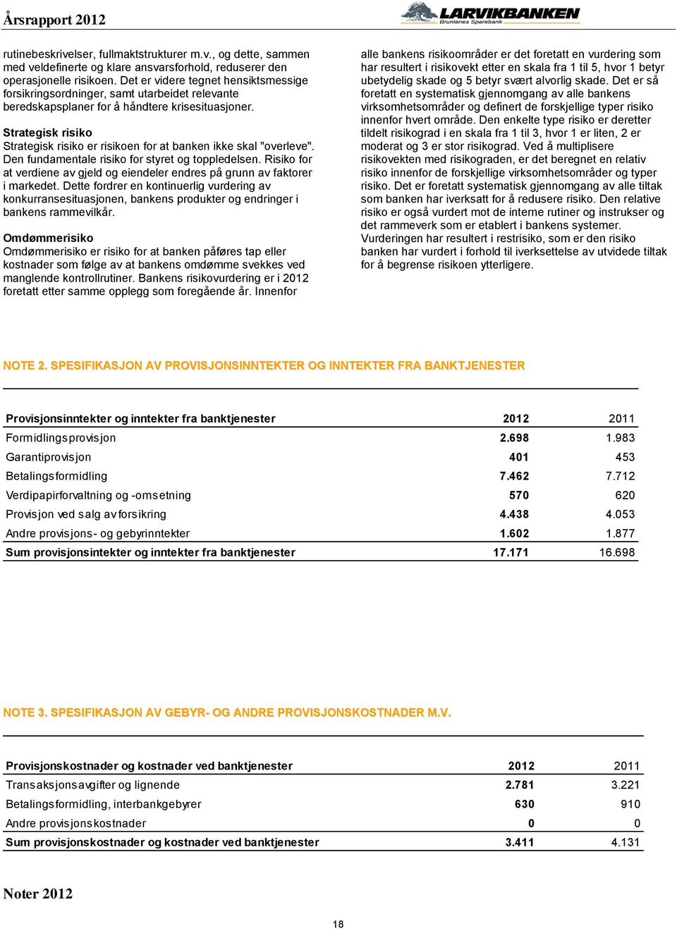 Strategisk risiko Strategisk risiko er risikoen for at banken ikke skal "overleve". Den fundamentale risiko for styret og toppledelsen.