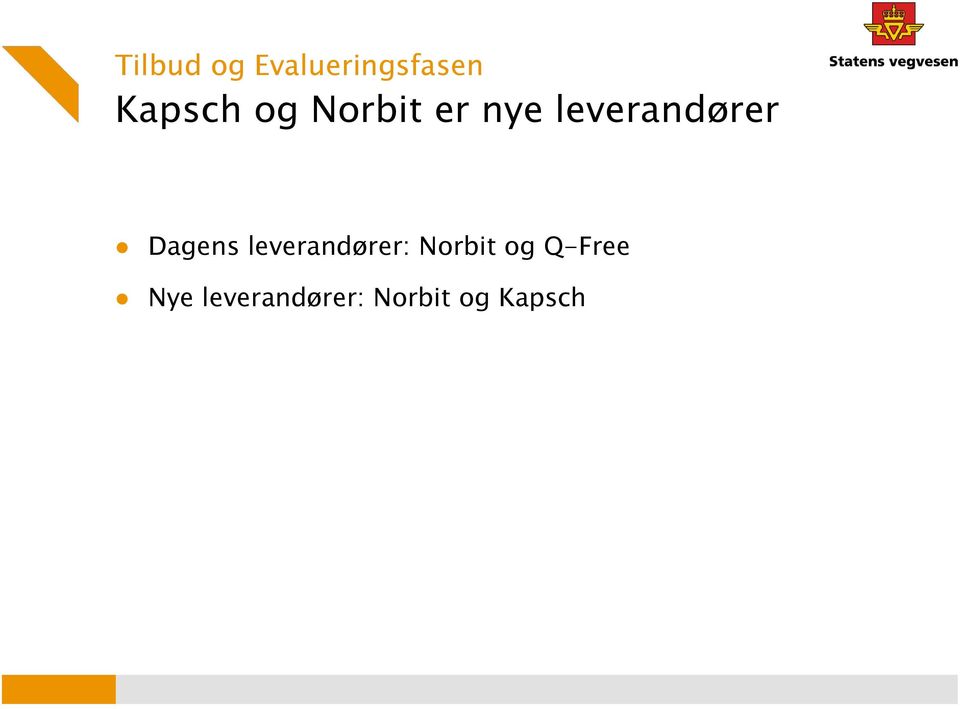 Dagens leverandører: Norbit og