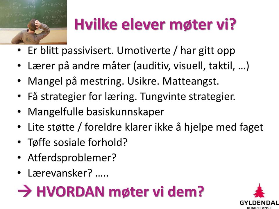 mestring. Usikre. Matteangst. Få strategier for læring. Tungvinte strategier.