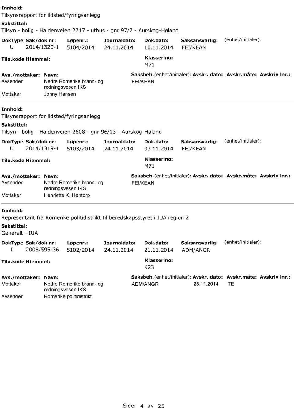 Aurskog-Høland 2014/1319-1 5103/2014 03.11.2014 FE/KEAN FE/KEAN Mottaker Henriette K.