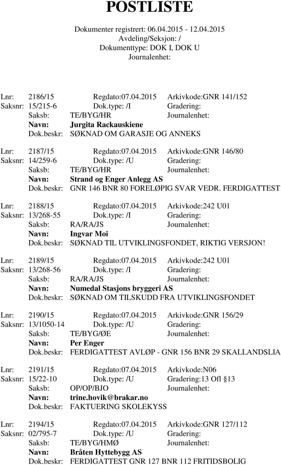 beskr: GNR 146 BNR 80 FORELØPIG SVAR VEDR. FERDIGATTEST Lnr: 2188/15 Regdato:07.04.2015 Arkivkode:242 U01 Saksnr: 13/268-55 Dok.type: /I Gradering: Saksb: RA/RA/JS Navn: Ingvar Moi Dok.