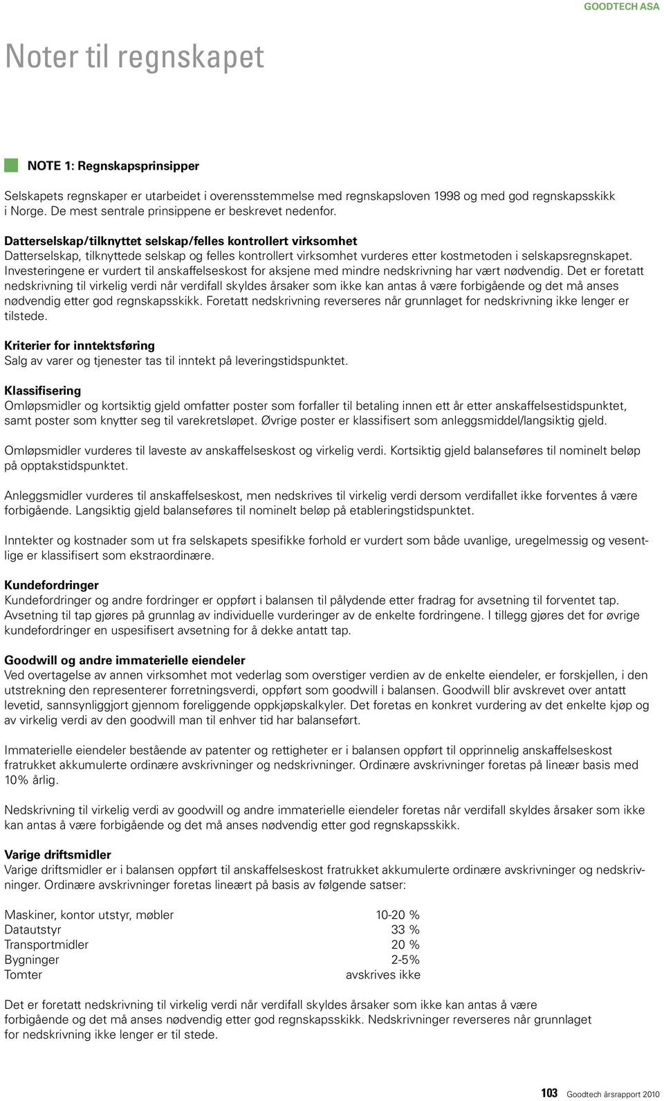 datterselskap/tilknyttet selskap/felles kontrollert virksomhet Datterselskap, tilknyttede selskap og felles kontrollert virksomhet vurderes etter kostmetoden i selskapsregnskapet.